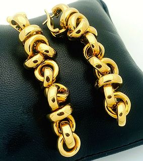 De Grisogono 18k Yellow Gold  Clip-On Earrings   2.5" 