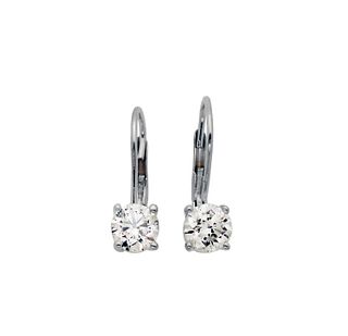 14k White Gold 1.41TCW Diamond Classic Earrings