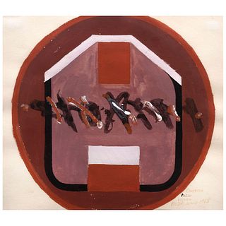 VICENTE ROJO, Proyecto disco visual no. 17 ("Visual Disk Project no. 17"), signed and dated July 1968, Gouache on paper, 9.5 x 11" (24.3 x 28 cm)