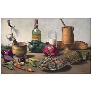 ALFONSO TIRADO, Untitled, Signed, Oil on canvas, 19.6 x 31.4" (50 x 80 cm)