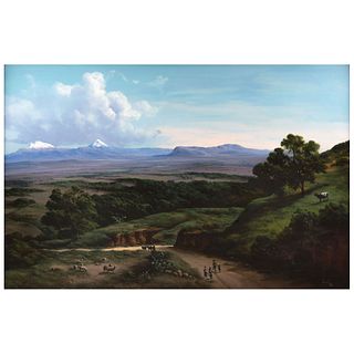 MARCO ANTONIO ZEPEDA, Familia (Valle de México), Signed, Oil on canvas, 39.3 x 59.4" (100 x 151 cm), With certificate