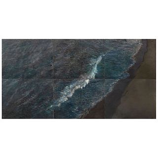MANUELA GENERALI, Ola ("Wave"), 1994, Signed, Oil on canvas, polyptych, 27.5 x 35.4" (70 x 90 cm) each, 55x107" (140.5 x 272 cm) total measurements
