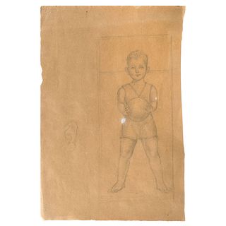ÁNGEL ZÁRRAGA, Sketch for the Portrait of the Child Juan Luis Prieto, ca. 1942, Unsigned, Graphite pencil on paper, 12.3 x 8.2" (31.3 x 21 cm)