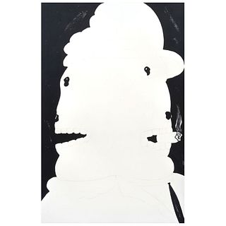 NOÉ KATZ, Fumando espero ("Smoking, I Wait"), Signed and dated 89, Ink on paper, 19.6 x 12.7" (50 x 32.5 cm), w/certificate