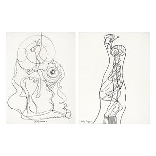 BEATRIZ ZAMORA,  Untitled, Signed and dated 71, Ink on paper, 12 x 9.2" (30.5 x 23.5 cm) each, Pieces: 2