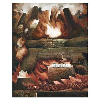 DANIEL PONCE MONTUY, Los impolutos ("The Unpolluted"), Signed and dated 983, Oil on wood, 29.7 x 23.6" (75.5 x 60 cm)