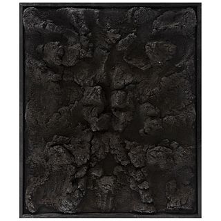 BEATRIZ ZAMORA, El negro #141 ("Black #141"), Signed and dated Junio-1980 on the back, Mixed technique on canvas, 23.6 x 19.6" (60 x 50 cm)