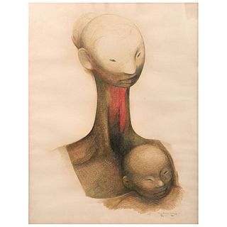 GUILLERMO MEZA, Untitled, Signed, w/monogram, dated 1961, Color pencils on paper, 26 x 19.76" (66 x 50 cm)