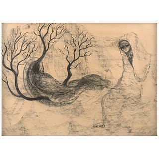 SOFÍA BASSI, Untitled, Signed and dated 73, Charcoal on paper, 27 x 37" (69 x 94 cm), With certificate
