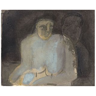 JOSÉ LUIS CUEVAS, Burdel ("Brothel"), Signed and dated, Barcelona 1981 agosto, Watercolor, ink, and gouache on paper, 9.4 x 11.8" (24 x 30 cm)