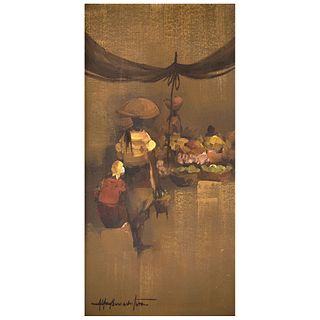 ALFREDO BUENAVENTURA, Untitled, Signed, Oil on canvas, 24 x 12.2" (61 x 31 cm)
