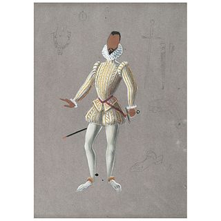 MIGUEL COVARRUBIAS, Costume for the ballet Romance, ca.1954, Unsigned, Mixed/paper, 13.3 x 9.4" (34x24cm), RECOVERY PRICE