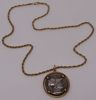 JEWELRY. 18kt Gold Mounted Tetradrachm Coin.