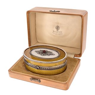 Faberge Jeweled Silver and Enamel Box