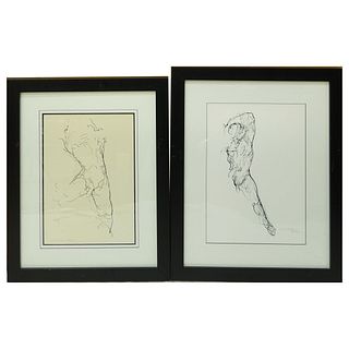 Two Ink Studies Male Nudes