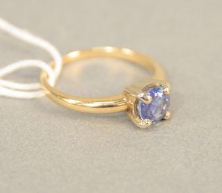 14K gold ring set with blue sapphires, size 5 7/8. approximately .90 carats.