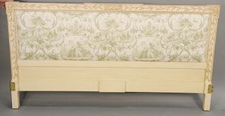 King size headboard with custom upholstery insert along with king size comforter with bedskirt. ht. 42 in., wd. 78 in. Provenance: Estate of William a