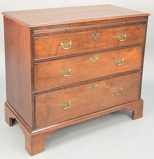 George III mahogany chest with pull out slide over three drawers on bracket base, 18th century. ht. 35 in., wd. 40 in. Provenance: Former home of Mel 