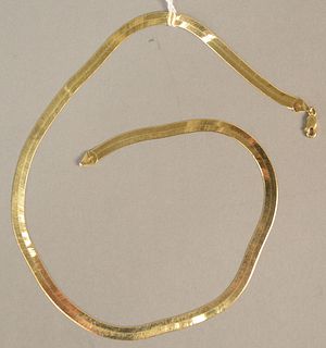 14K gold flat necklace. lg. 19 3/4 in., 14.2 grams.