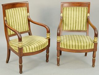 Pair of Regence Parcel Gilt Mahogany Open Armchairs, French, 19th century. height 37 inches.