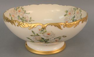 Large Limoges porcelain punch bowl, marked hand painted Limoges. ht. 6 1/2 in., dia. 14 in. Provenance: The Estate of Ed Brenner, Short Hills N.J.