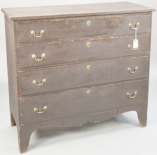 Federal four drawer chest, original hardware in old finish, circa 1800. ht. 39 in., wd. 43 in.