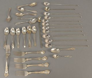 Sterling silver lot to include flatware and ice tea spoons. 22.3 t.oz.