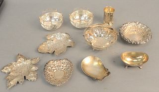 Group of sterling silver to include nut dishes, leaf dishes, baskets, etc. 14.5 t.oz.