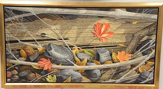 Normand Gladu (B1950), oil on canvas, "The Fallen Leaf", Galerie Bernard Desroches label on back. 19" x 37". Provenance: Property from the Credit Suis