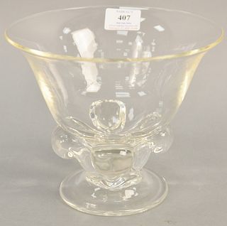 Steuben crystal bowl with footed base. ht. 6 1/2 in., dia. 8 in. Provenance: The Estate of Ed Brenner, Short Hills N.J.