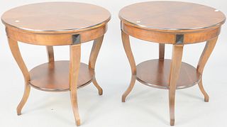 Two round contemporary side tables. ht. 27 in., dia. 28 in. Provenance: Estate of William and Teresa Patton, Lake Ave Greenwich, CT