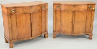 Three piece lot to include pair of cherry hall cabinets each with two doors and drawer along with two door cabinet. cherry ht. 29 1/2 in., wd. 32 in.,
