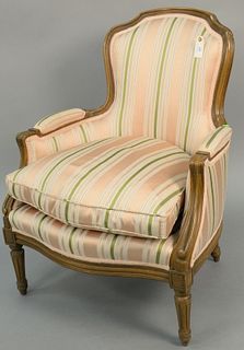 Louis XVI style chair with custom silk upholstery. ht. 34 in., wd. 24 1/2 in. Provenance: Estate of William and Teresa Patton, Lake Ave Greenwich, CT