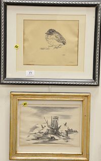 Three framed pieces, Krieger lithographs, Spring Idyll 3/25, signed lower right R.M. Krieger, Karl Fortress pencil signed lithograph and a Shelly Fink