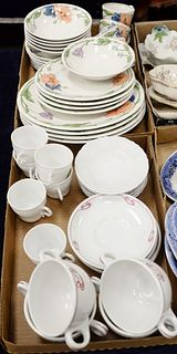 Two tray lots with Villeroy and Boch "Amapola" partial dinner set, Bauscher Bavaria cups and saucers, Richard Ginori cups and saucers. Provenance: Est