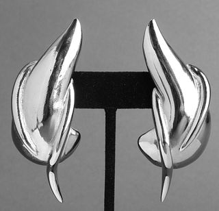 Gianni Versace Abstract Silver-Tone Earrings