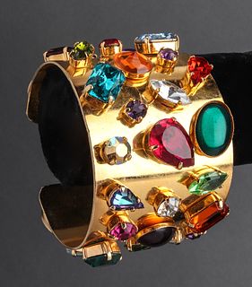 Givenchy Vintage Gold-Tone & Faux-Jewel Cuff