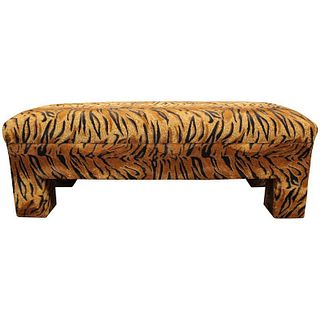 Hollywood Regency Bench w Tiger Print Upholstery
