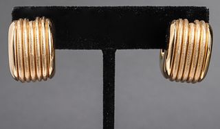 Vintage Italian 18K Gold Square Hoop Earring