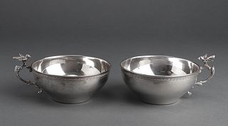 Continental Silver Bird Motif Cups, Pair