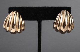 Italian 18K Yellow Gold Shrimp-Style Hoop Earrings