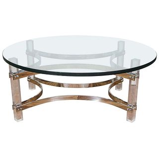 Charles Hollis Jones Chrome, Lucite & Glass Table