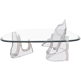 Lion in Frost "Iceberg" Lucite & Glass Top Table
