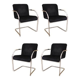 Cassina Modern Chrome & Upholstered Arm Chairs 4