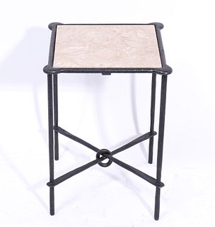 Giacometti Style Stone Top Metal Side Table