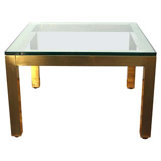 Minimalist Modern Gold-Tone Metal & Glass Table