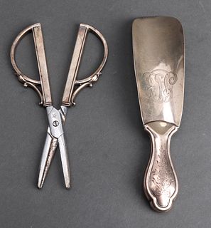 Sterling Silver Shoe Horn & Danish Silver Scissors