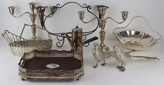 SILVER & SILVERPLATE. Assorted Grouping of Hollow