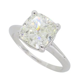 GIA Certified 3.02CT Cushion Cut Solitaire Diamond Ring