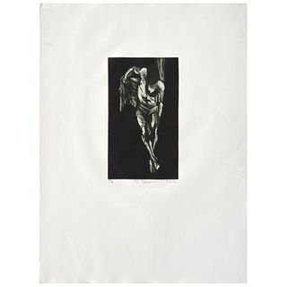 GUSTAVO ACEVES, El descanso, Firmado, Grabado 8 / 10, 33 x 19 cm